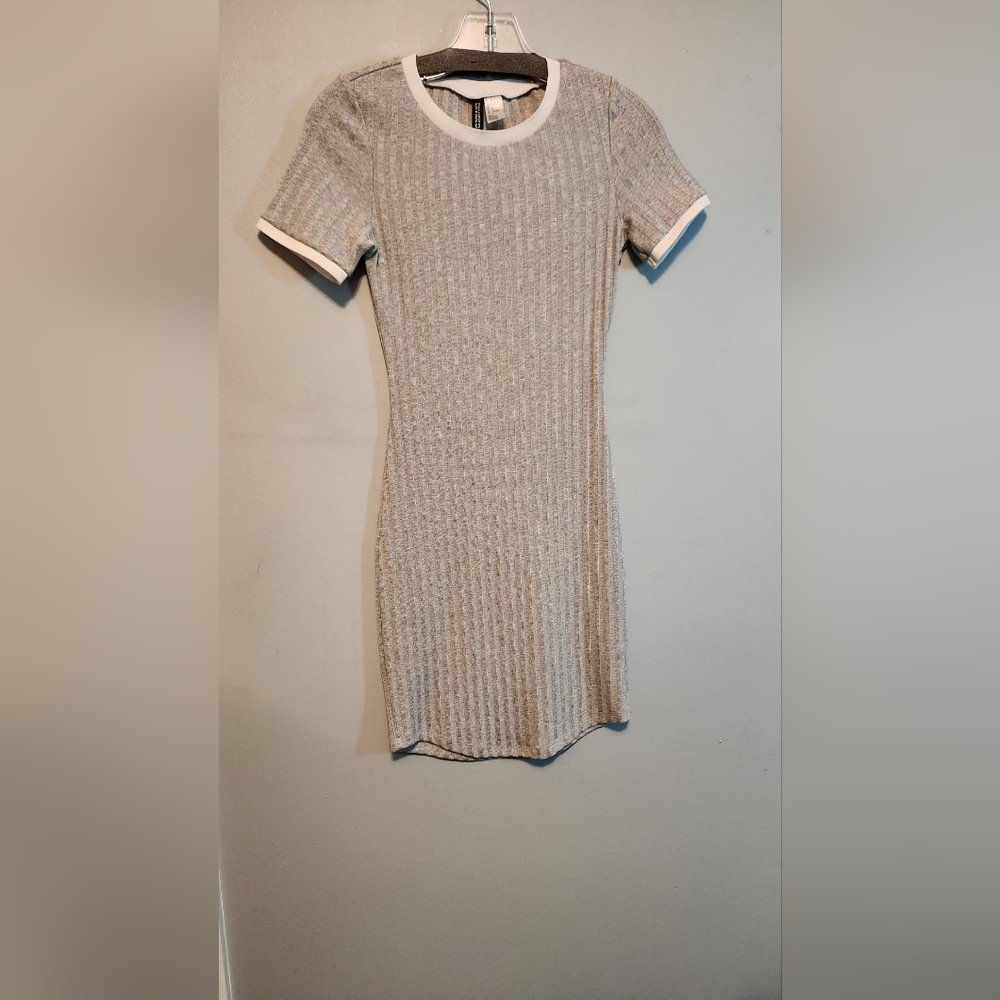 H&M Light Gray Ribbed Mini Dress